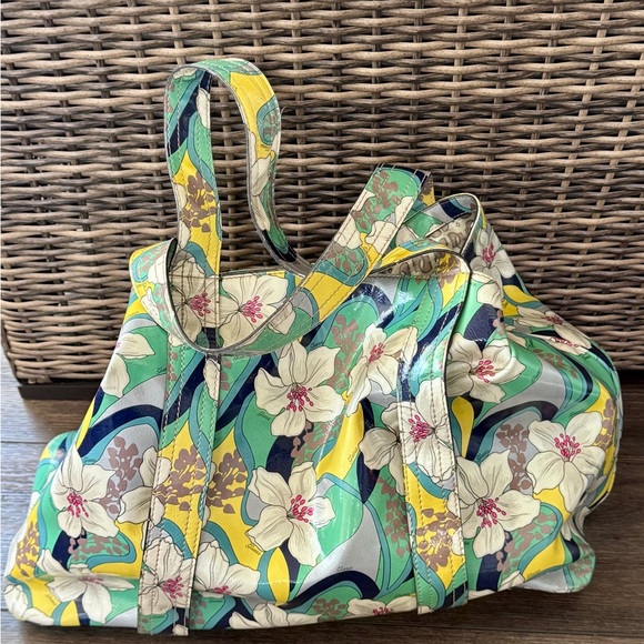 Guess Women's Floral Shoulder Bag Tote vintage Y2K- Green, Yellow, Blue - Picture 4 of 15